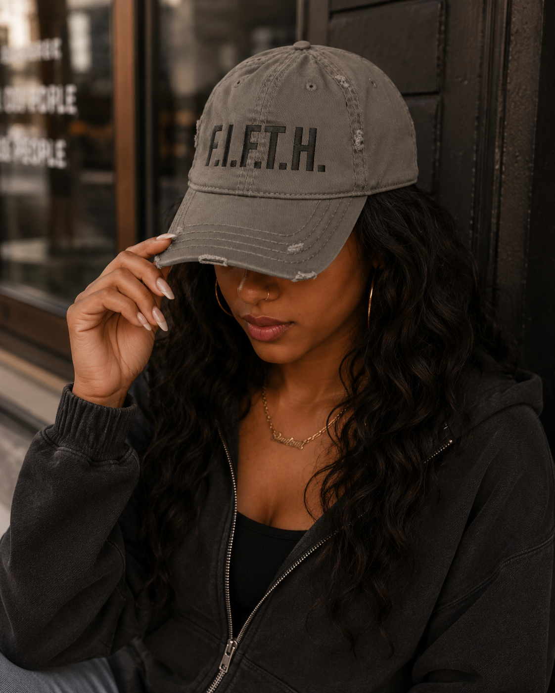 F.I.F.T.H. Distressed Dad Hat